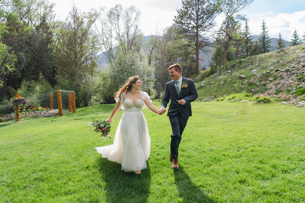 Mt. Princeton has a beautiful lush lawn, perfect for newly-wed photos.